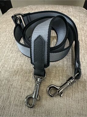 Botkier Light Gray Canvas crossbody Strap, Black Leather Trim+Clips,L50in adjust